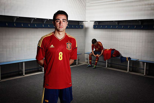 Xavi EM 2012 Spanien hjemmebane trøje med Xavi nummer 8