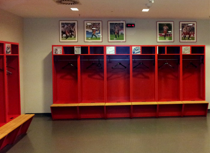 Allianz Arena locker room look inside