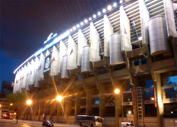 Estadio Santiago Bernabeu at night